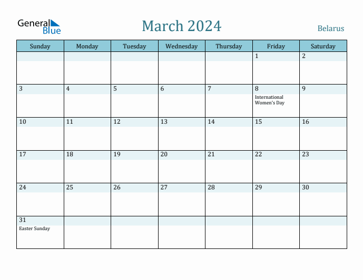 March 2024 Calendar with Holidays