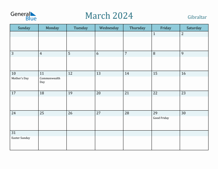 March 2024 Calendar with Holidays