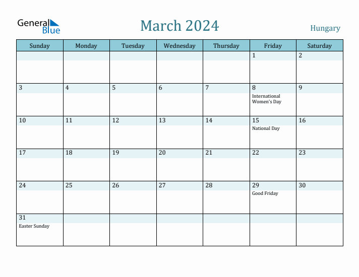 March 2024 Calendar with Holidays