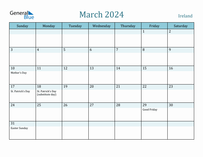 March 2024 Calendar with Holidays