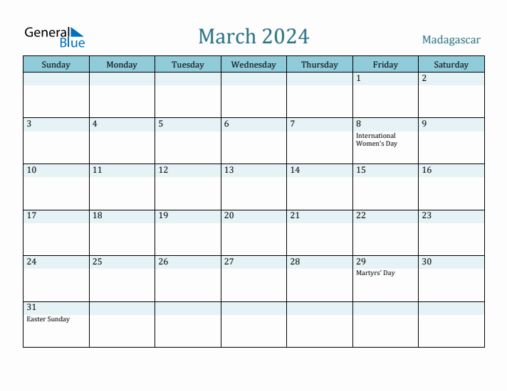 March 2024 Calendar with Holidays