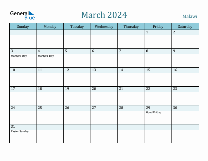 March 2024 Calendar with Holidays