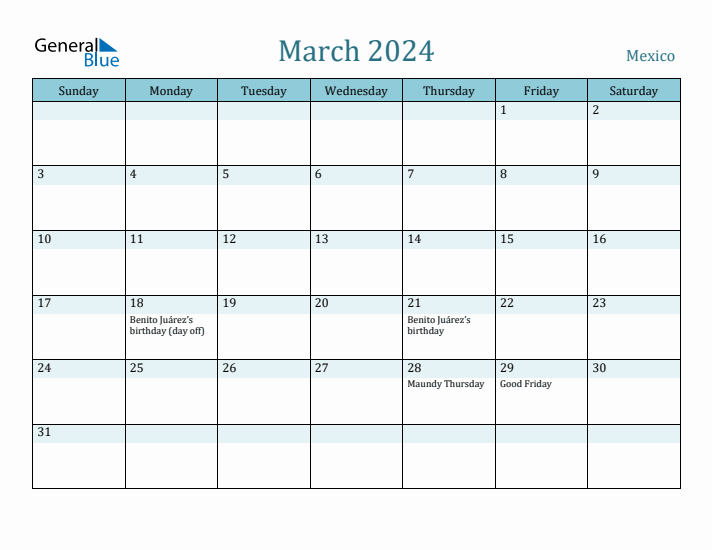 March 2024 Calendar with Holidays