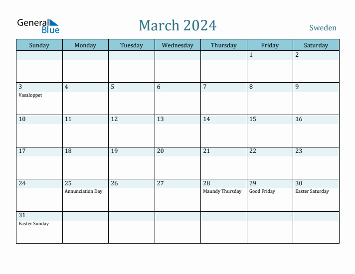 March 2024 Calendar with Holidays