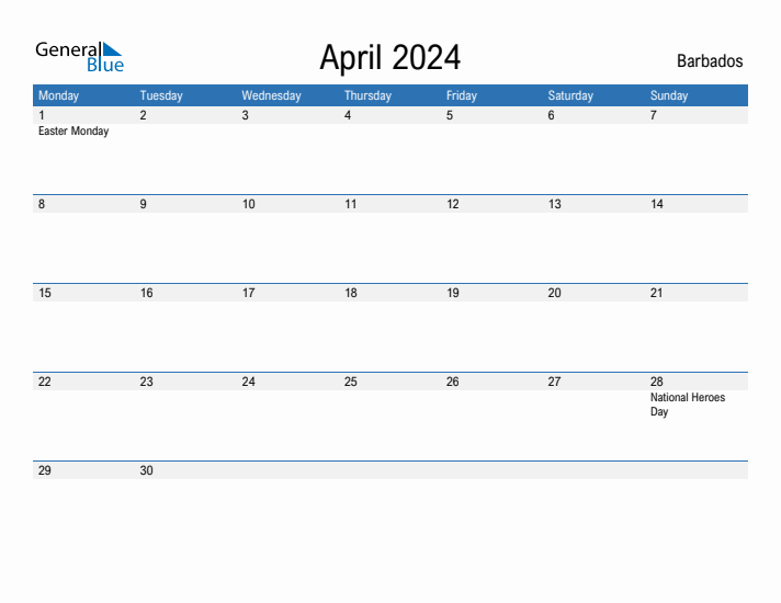 Fillable April 2024 Calendar