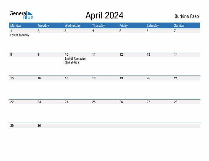 Fillable April 2024 Calendar