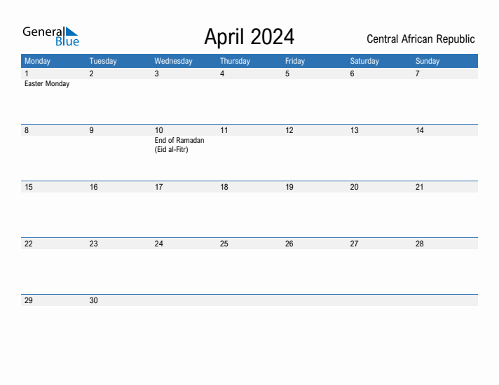 Fillable April 2024 Calendar