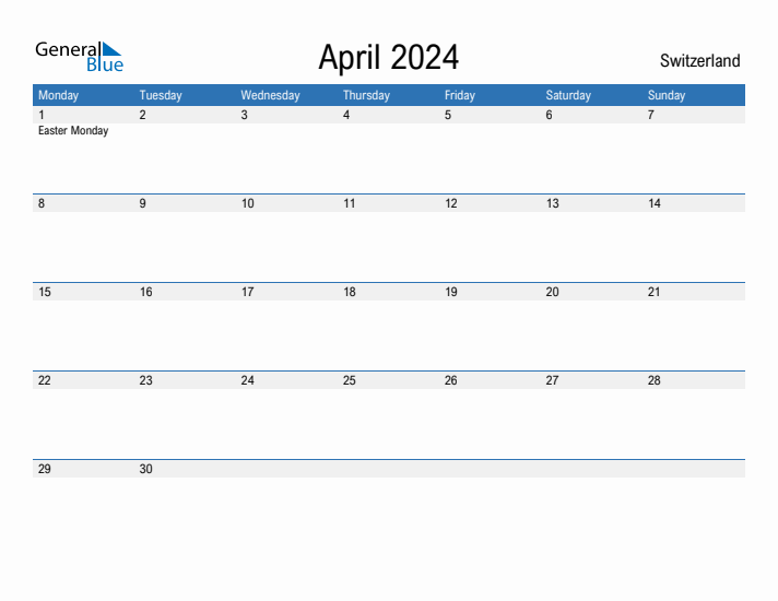 Fillable April 2024 Calendar