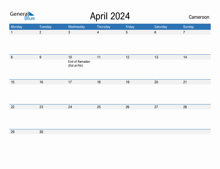 Fillable April 2024 Calendar