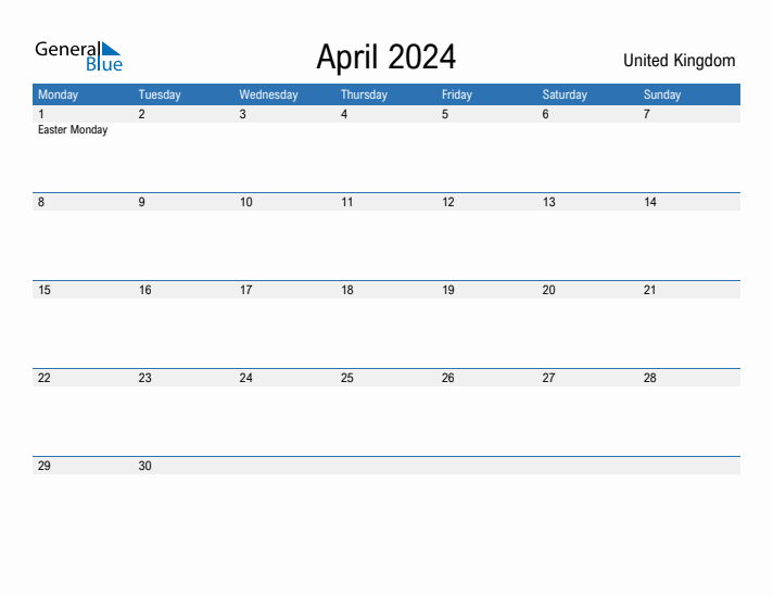 Fillable April 2024 Calendar