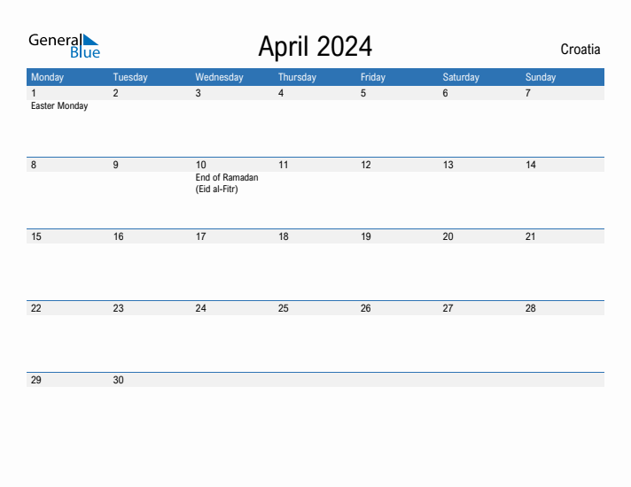 Fillable April 2024 Calendar