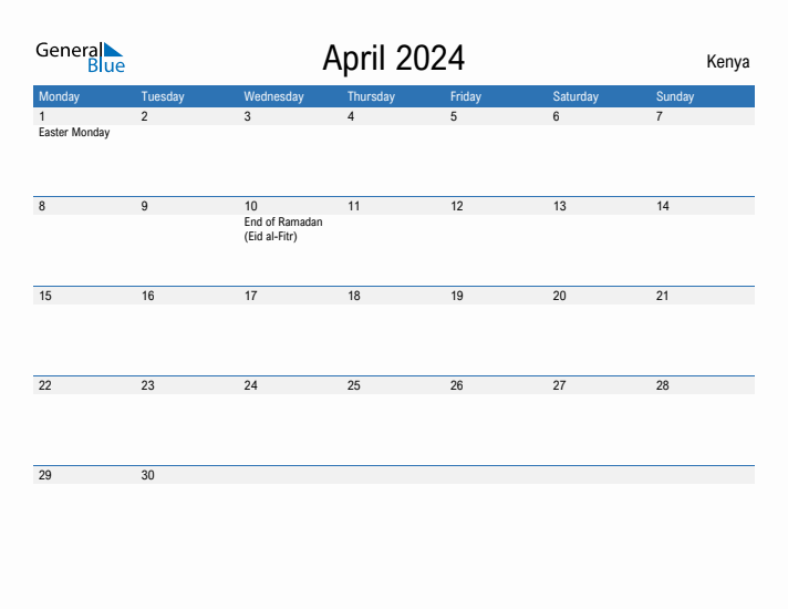 Fillable April 2024 Calendar