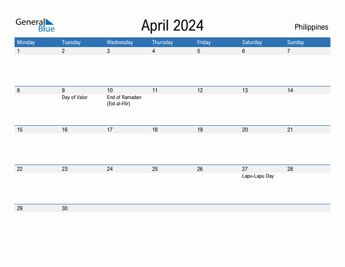 Fillable April 2024 Calendar