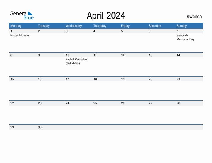 Fillable April 2024 Calendar