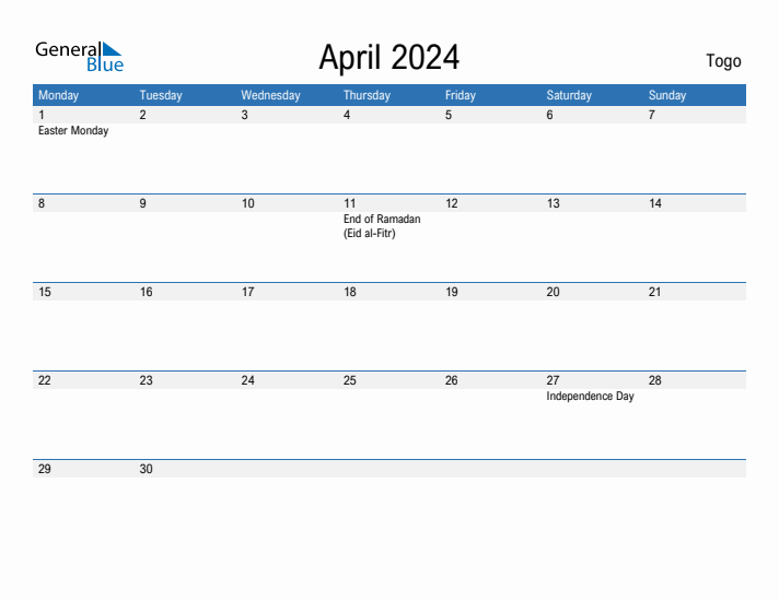 Fillable April 2024 Calendar