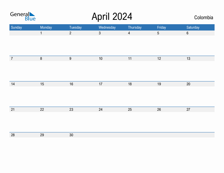 Fillable April 2024 Calendar