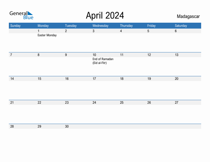 Fillable April 2024 Calendar