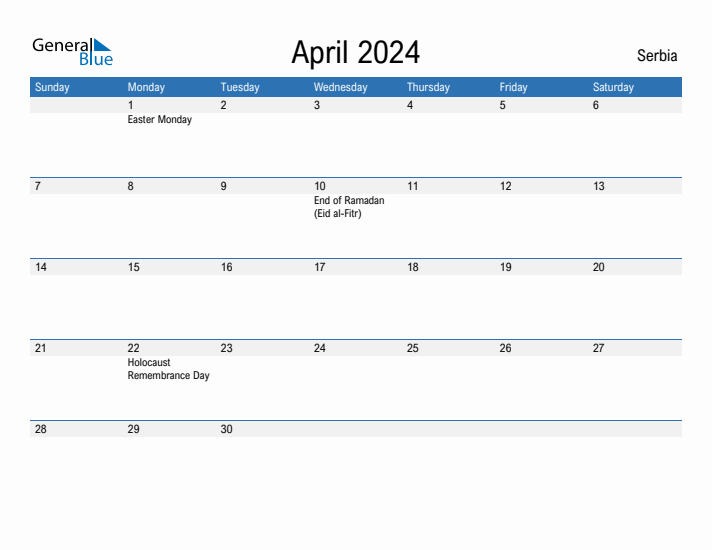 Fillable April 2024 Calendar