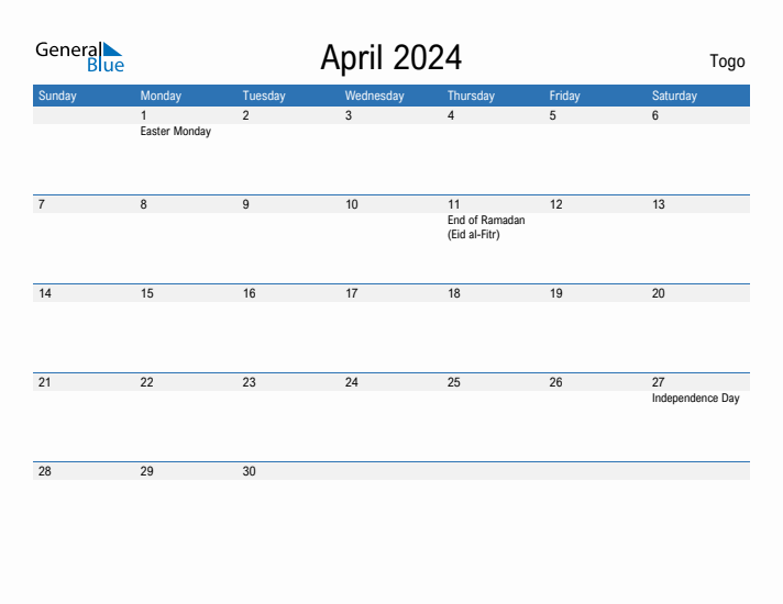 Fillable April 2024 Calendar