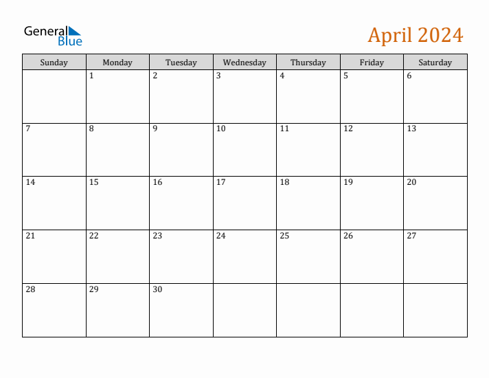 Editable April 2024 Calendar