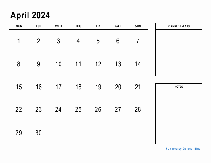 April 2024 Calendar Planner