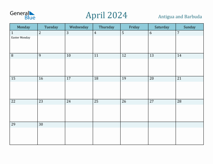 April 2024 Calendar with Holidays