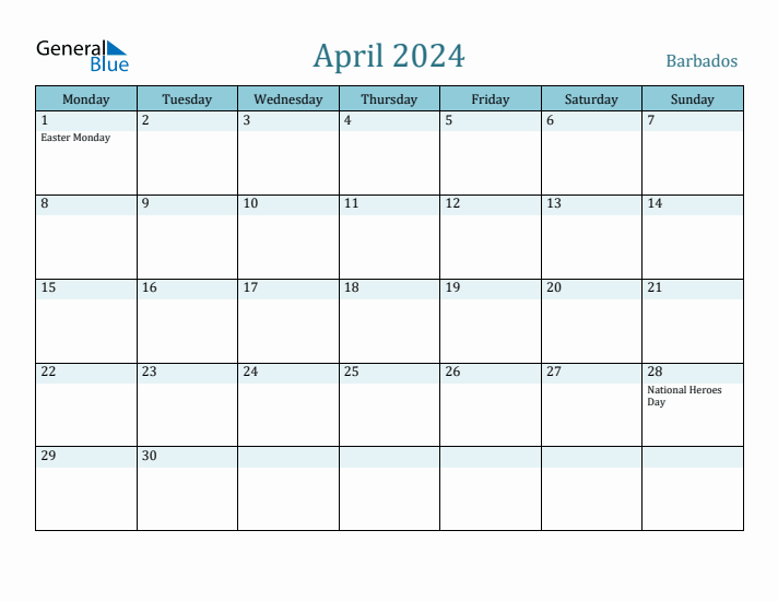 April 2024 Calendar with Holidays