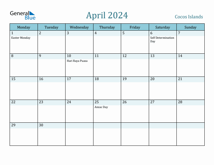 April 2024 Calendar with Holidays