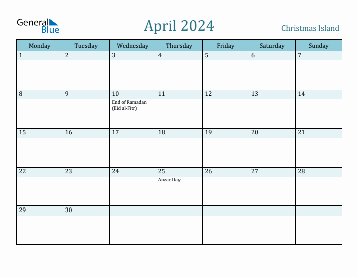 April 2024 Calendar with Holidays