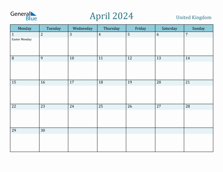 April 2024 Calendar with Holidays