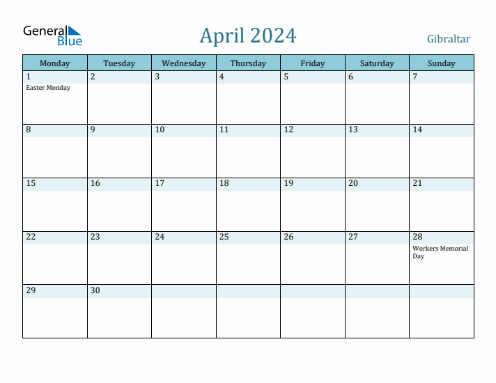 April 2024 Calendar with Holidays