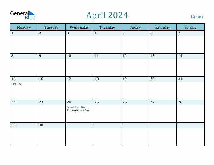 April 2024 Calendar with Holidays