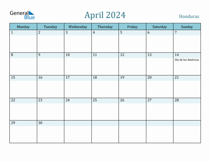 April 2024 Calendar with Holidays