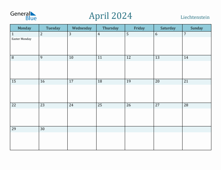 April 2024 Calendar with Holidays