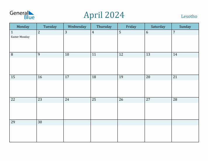 April 2024 Calendar with Holidays