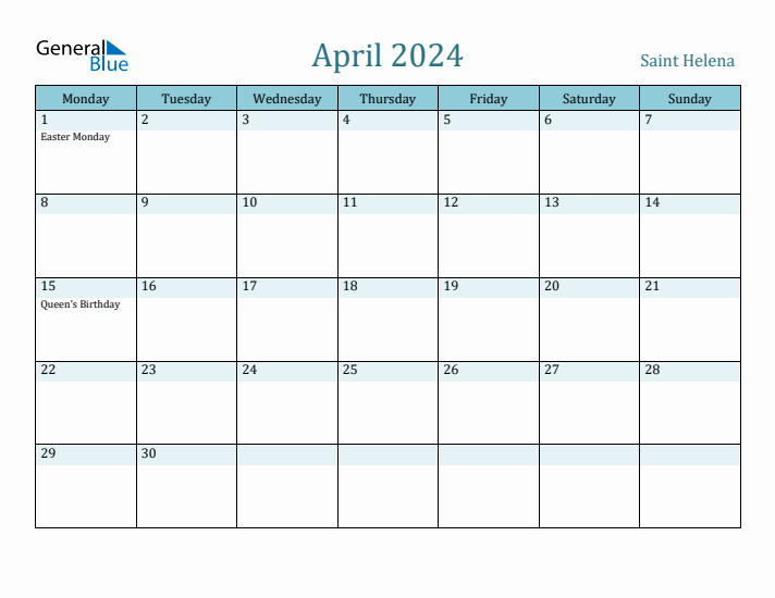 April 2024 Calendar with Holidays