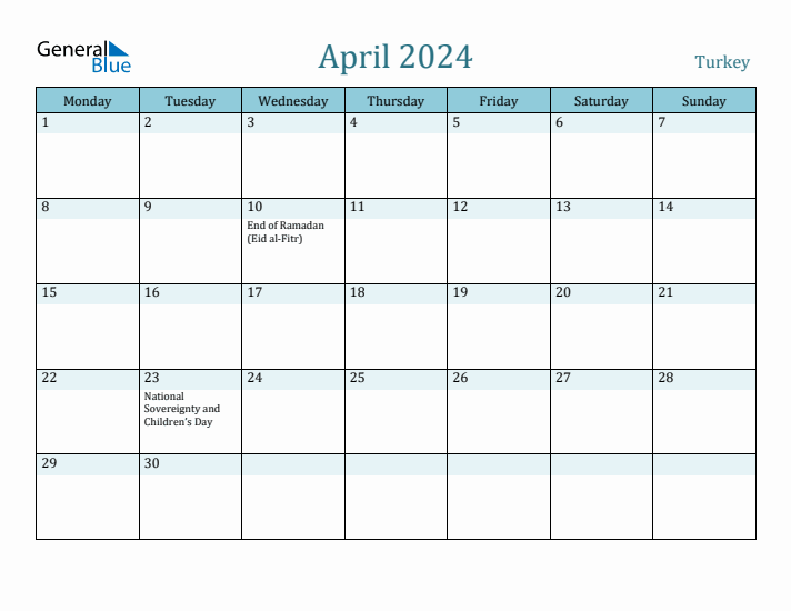 April 2024 Calendar with Holidays