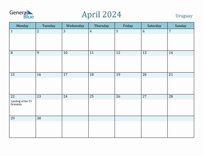 April 2024 Calendar with Holidays