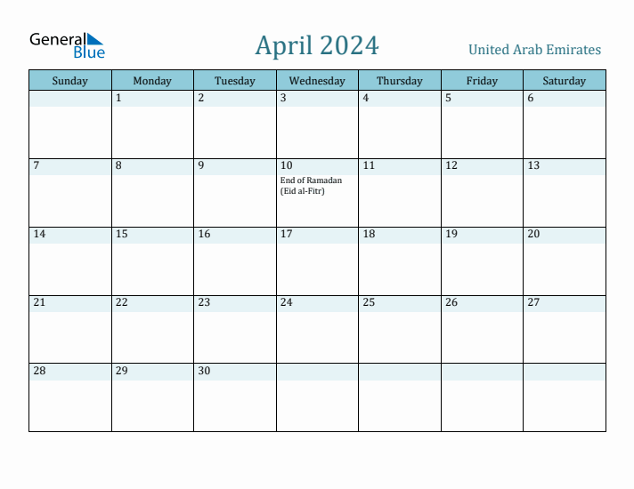 April 2024 Calendar with Holidays