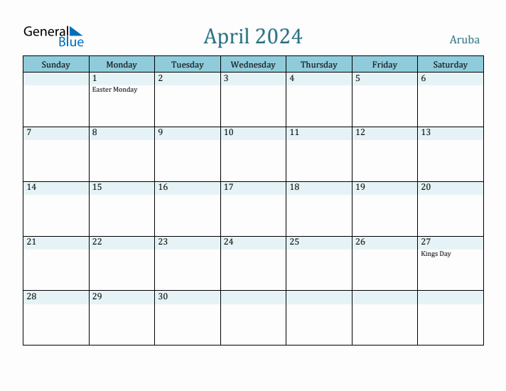 April 2024 Calendar with Holidays