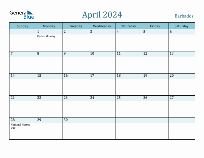 April 2024 Calendar with Holidays