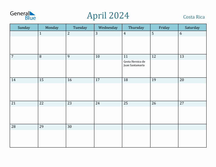 April 2024 Calendar with Holidays