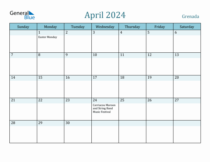 April 2024 Calendar with Holidays