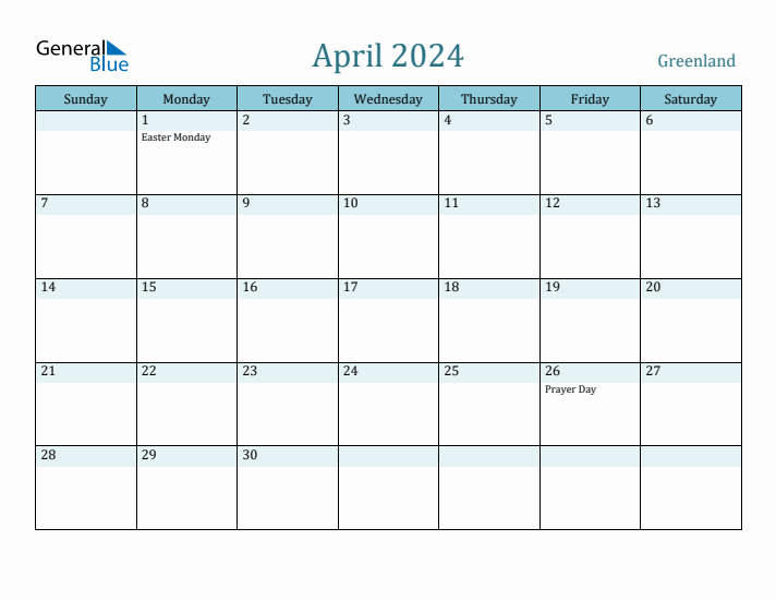 April 2024 Calendar with Holidays