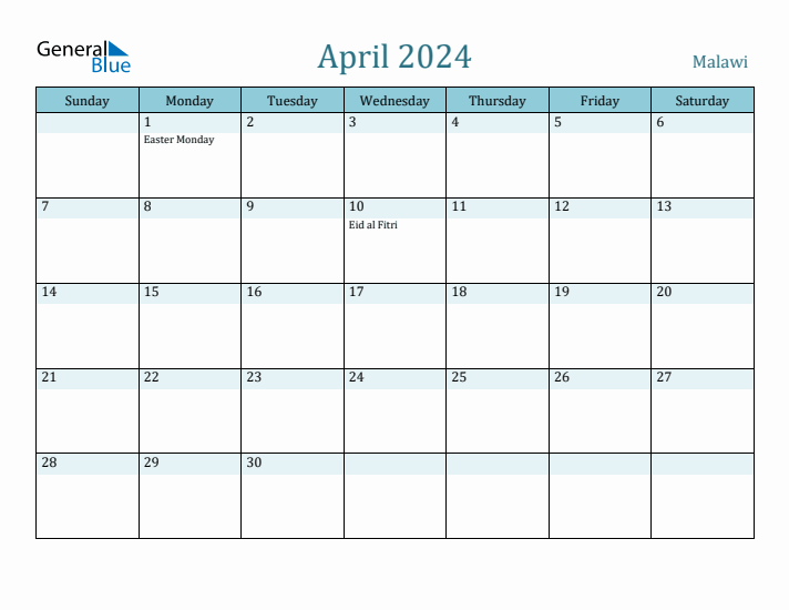 April 2024 Calendar with Holidays