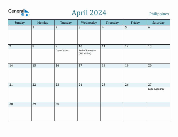 April 2024 Calendar with Holidays