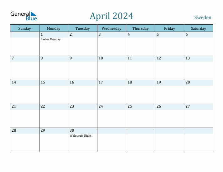 April 2024 Calendar with Holidays