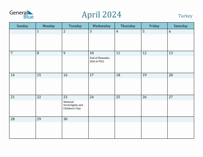 April 2024 Calendar with Holidays