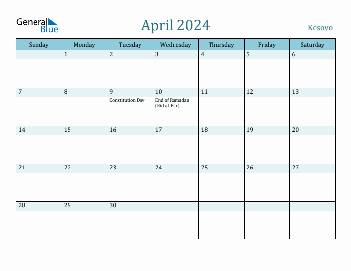 April 2024 Calendar with Holidays