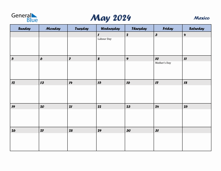 May 2024 Calendar with Holidays in Mexico